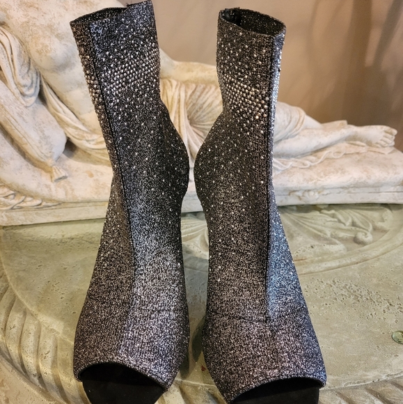 INC International Concepts Womens Rielee2 Fabric Peep Toe, Pewter Knit, #138 - Picture 6 of 11